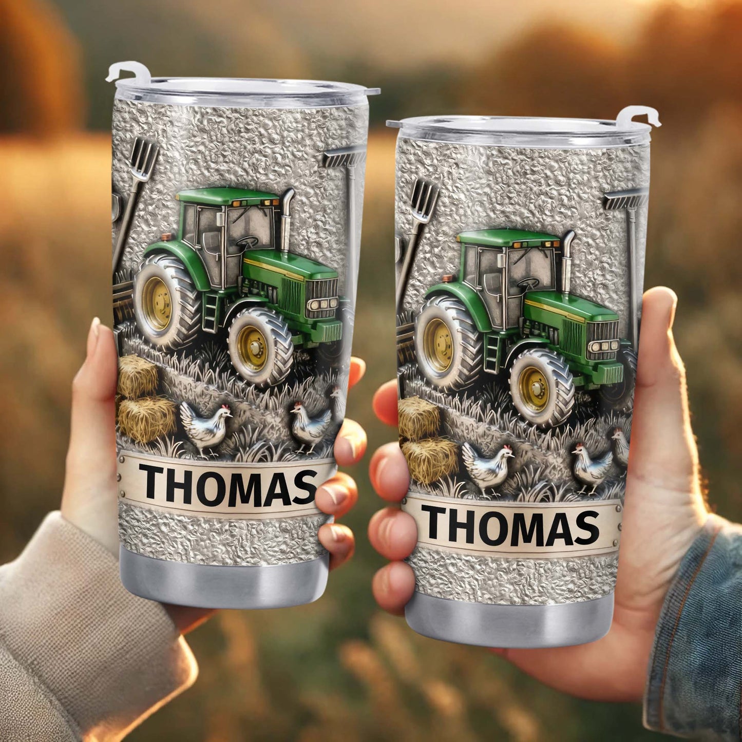 Customizable Farm-Themed Design With Tractor And Chickens