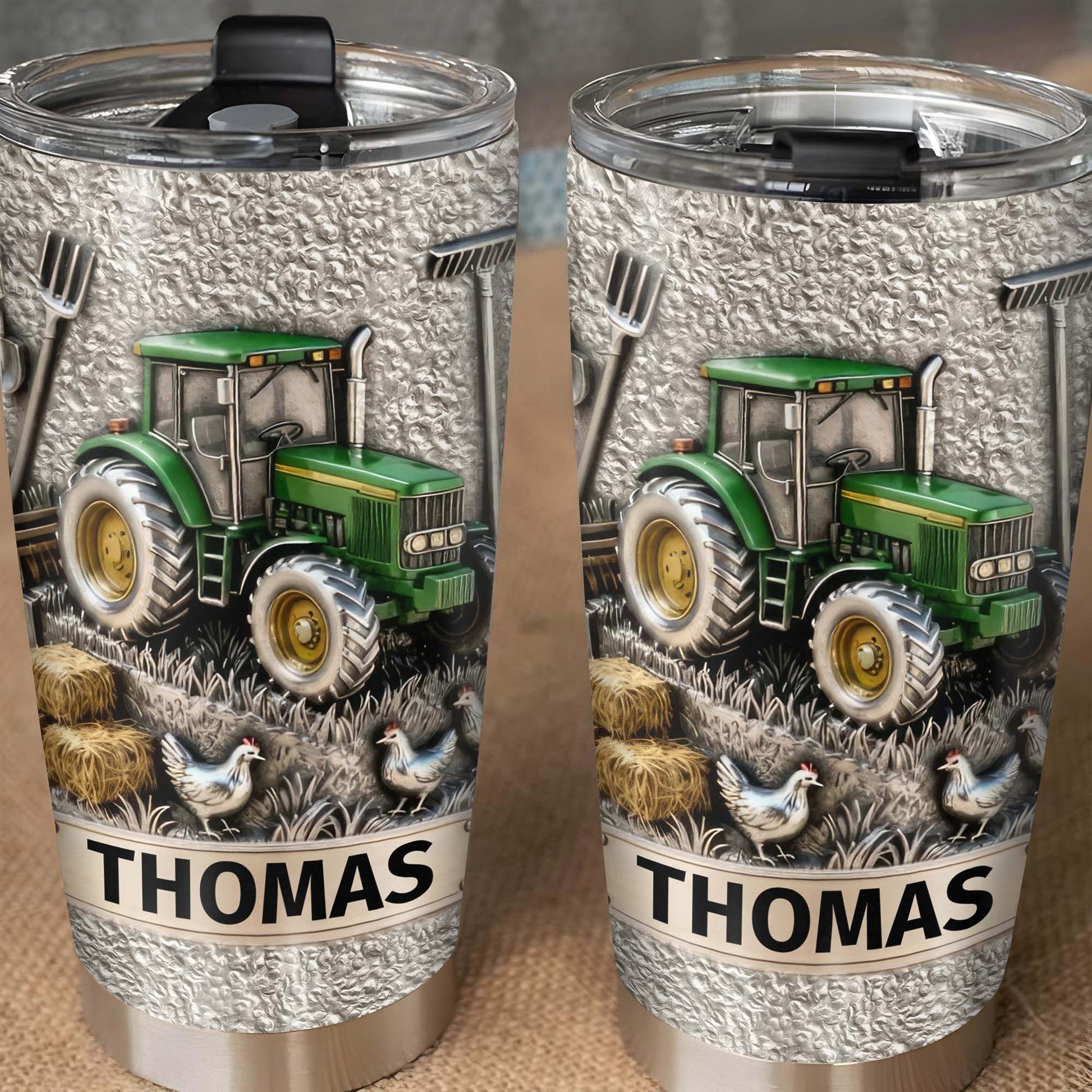 Customizable Farm-Themed Design With Tractor And Chickens