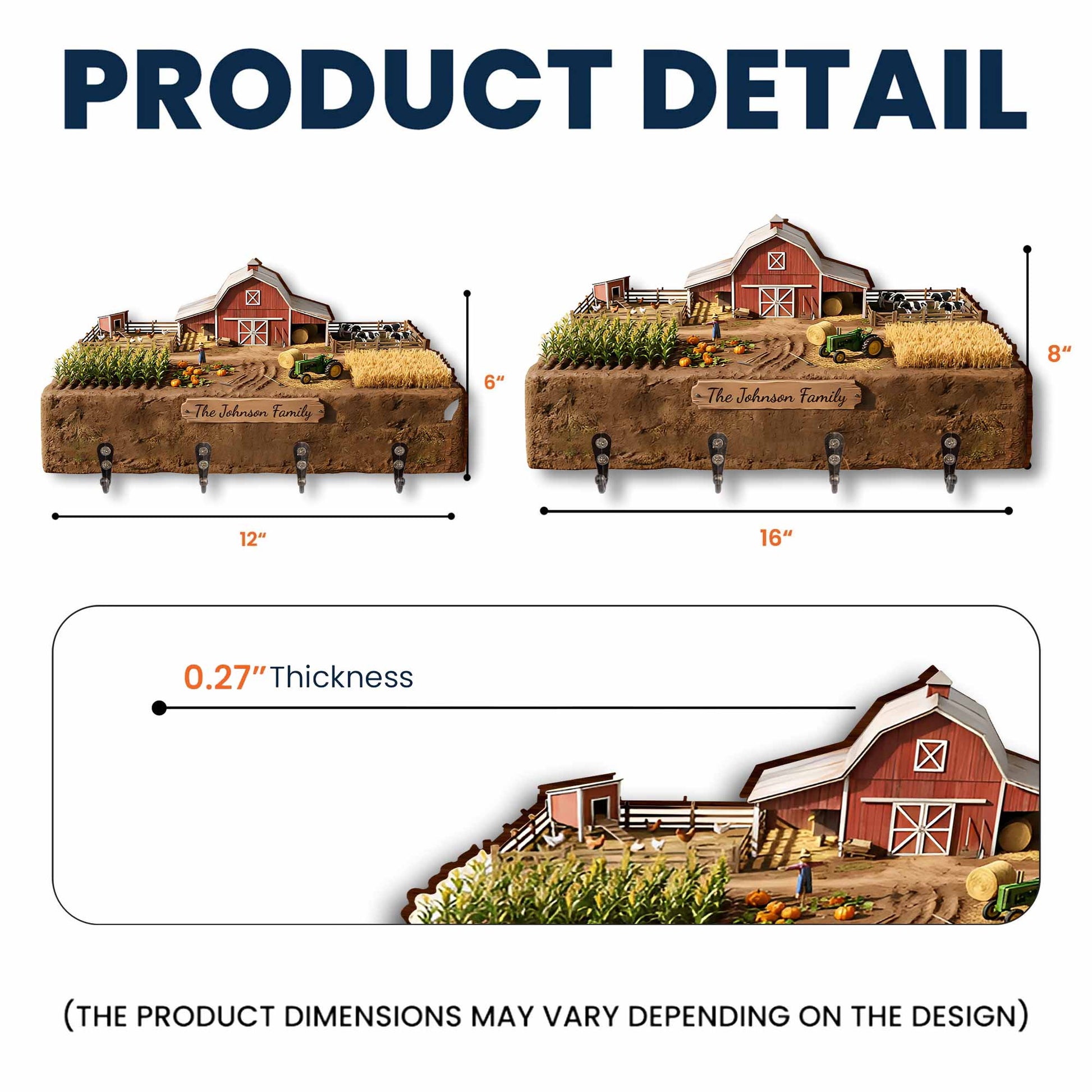 Beautiful Farm Scene Key Holder With Tractor And Barn