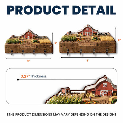 Beautiful Farm Scene Key Holder With Tractor And Barn