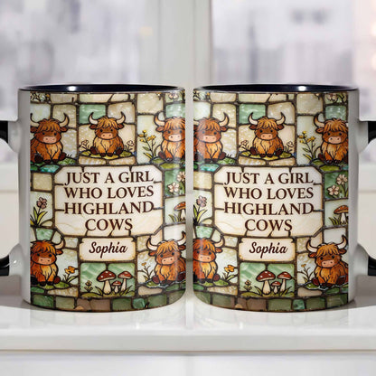 Just A Girl Who Loves Highland Cows Stained Glass Style