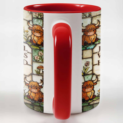 Just A Girl Who Loves Highland Cows Stained Glass Style
