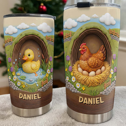 Cute Cow In A Meadow With Flowers And Rolling Hills - Personalized Custom Stainless Steel Tumbler 20oz 30oz - FARM042_TB