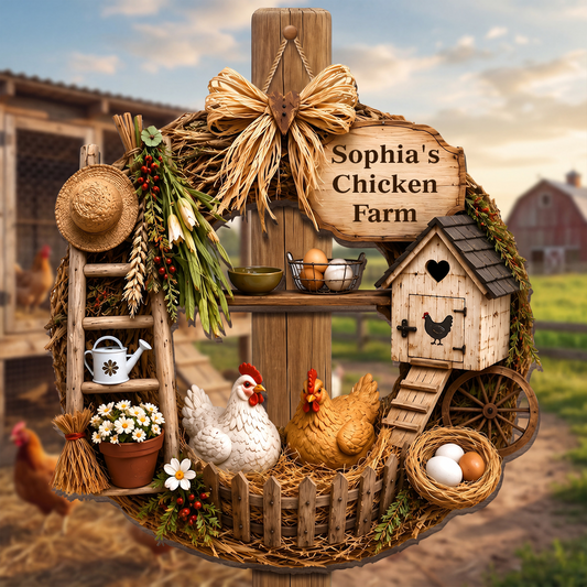 My Chicken Coop With Chickens And Farm Elements Wood Sign - Personalized Custom Shaped Wood Sign - FARM147_WSIGN