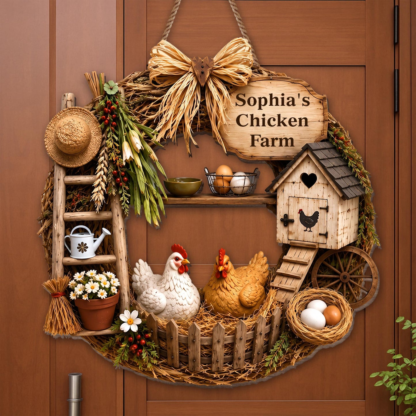 My Chicken Coop With Chickens And Farm Elements Wood Sign - Personalized Custom Shaped Wood Sign - FARM147_WSIGN