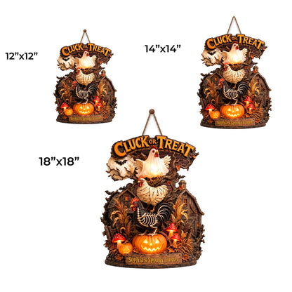 Chick Or Treat My Spooky Farm Halloween Chicken Pumpkin Wood Sign - Personalized Custom Shaped Wood Sign - FARM174_WSIGN