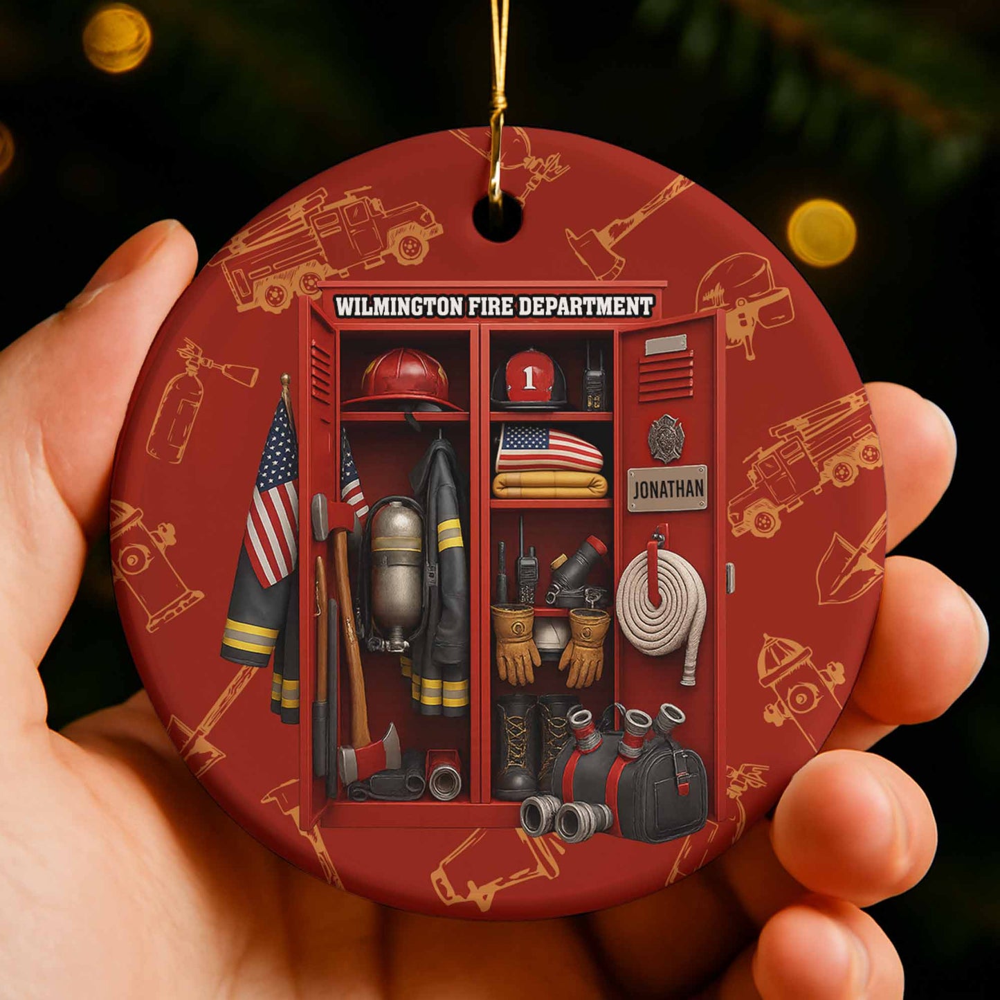 Honor Our Brave Firefighters, Red Custom Firefighter Ornament