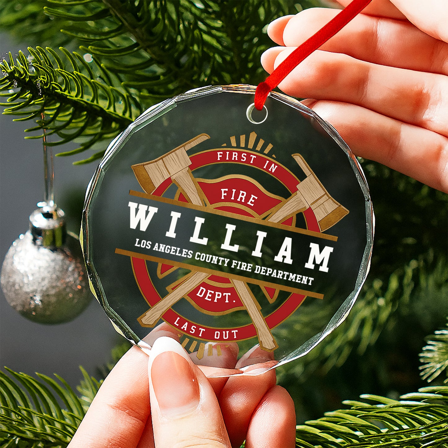 First In Fire Last Out Firefighter Tools Emblem