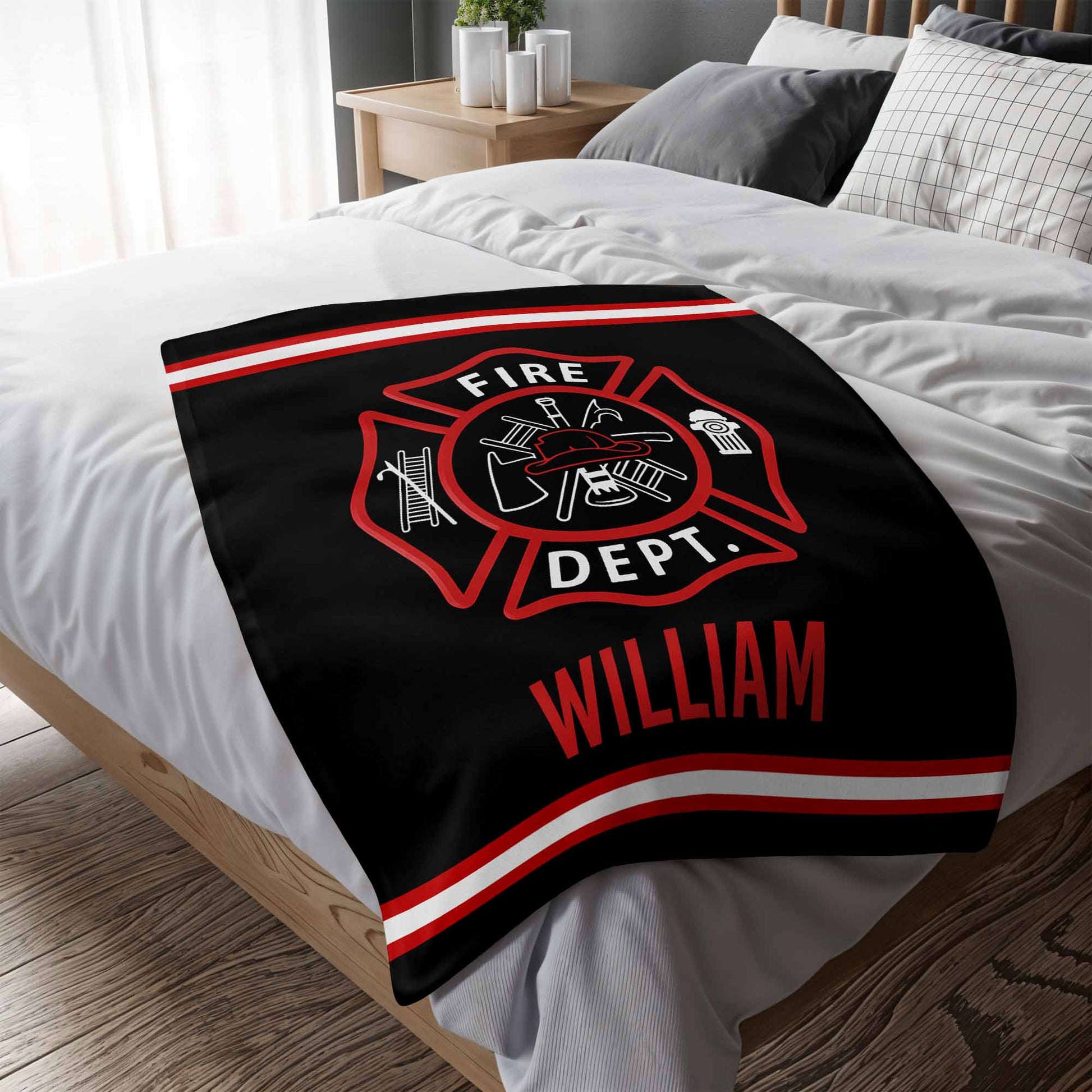 Fire Department Emblem With Firefighter Helmet And Axes