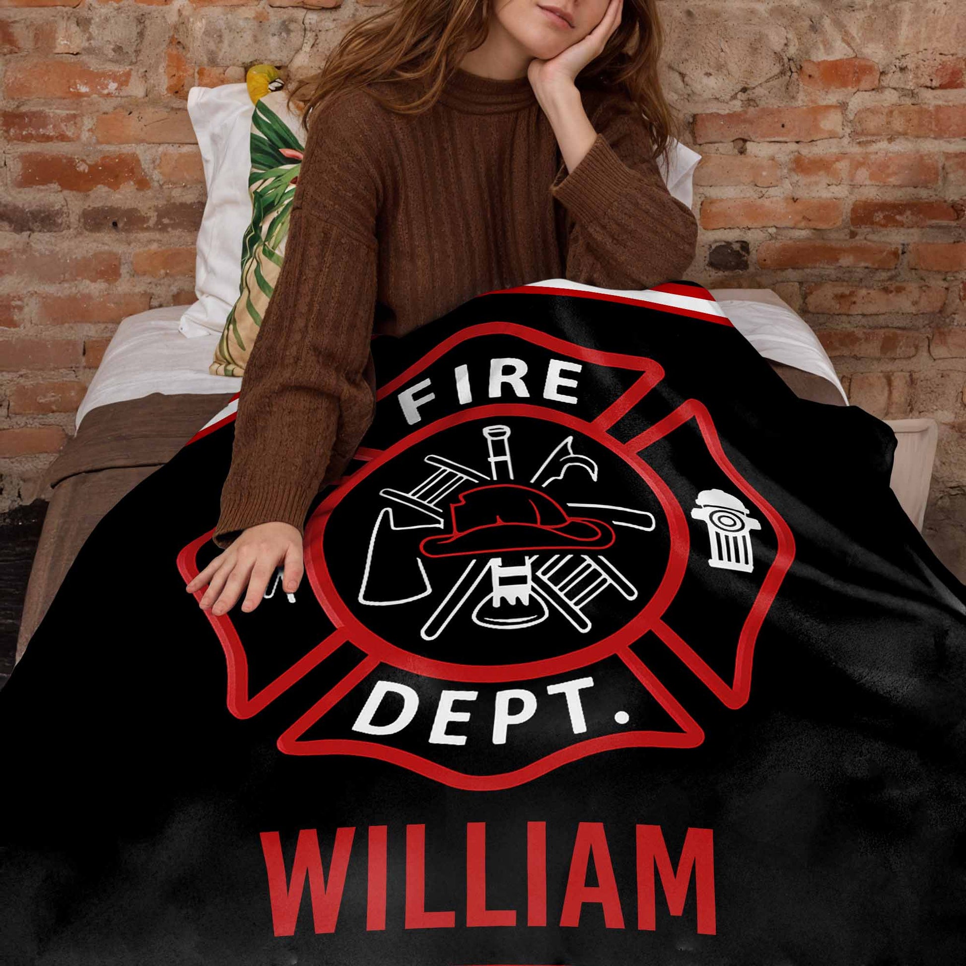 Fire Department Emblem With Firefighter Helmet And Axes