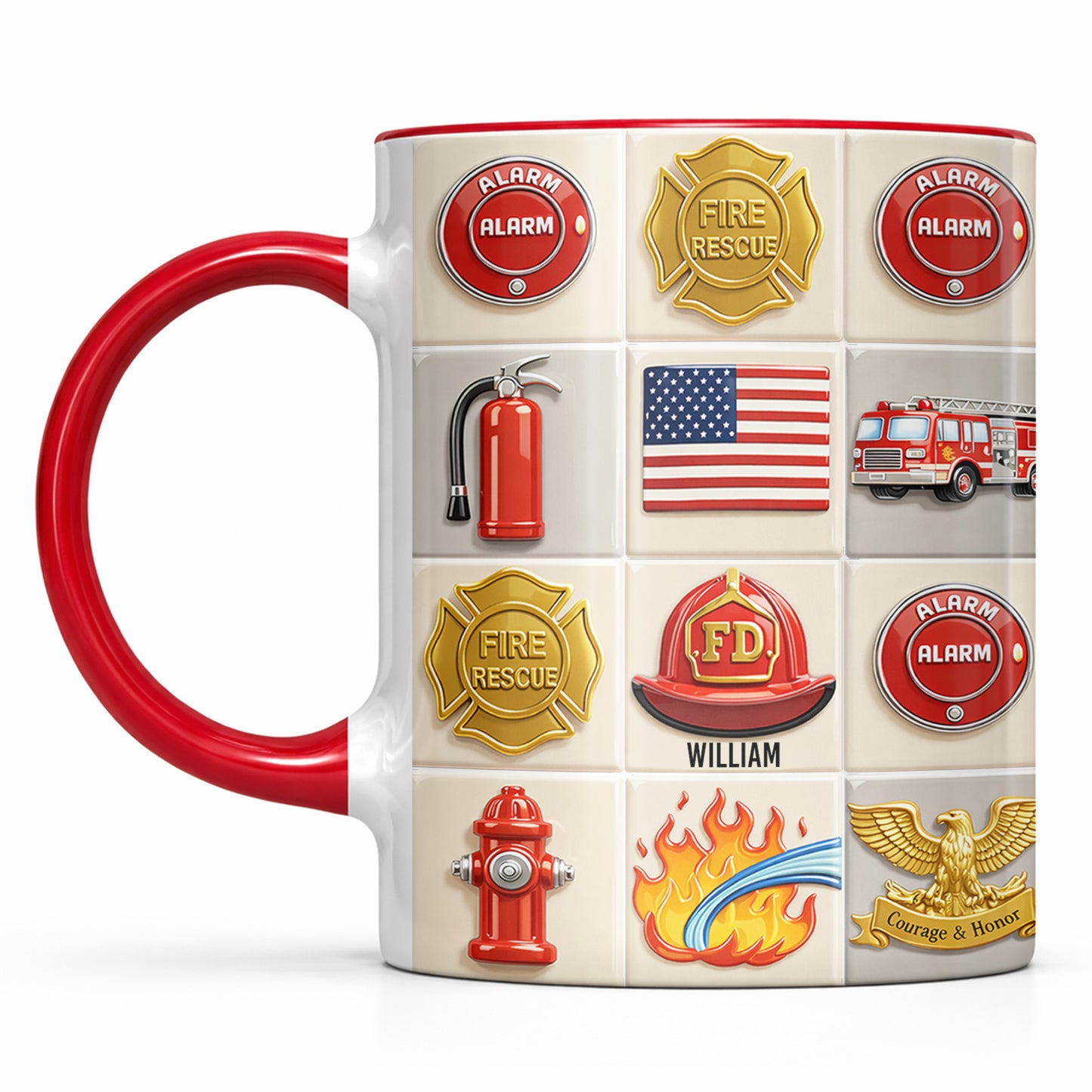 Celebrate Bravery With Firefighter Themed Mug - Personalized Custom Accent Mug - FIF025_AMUG
