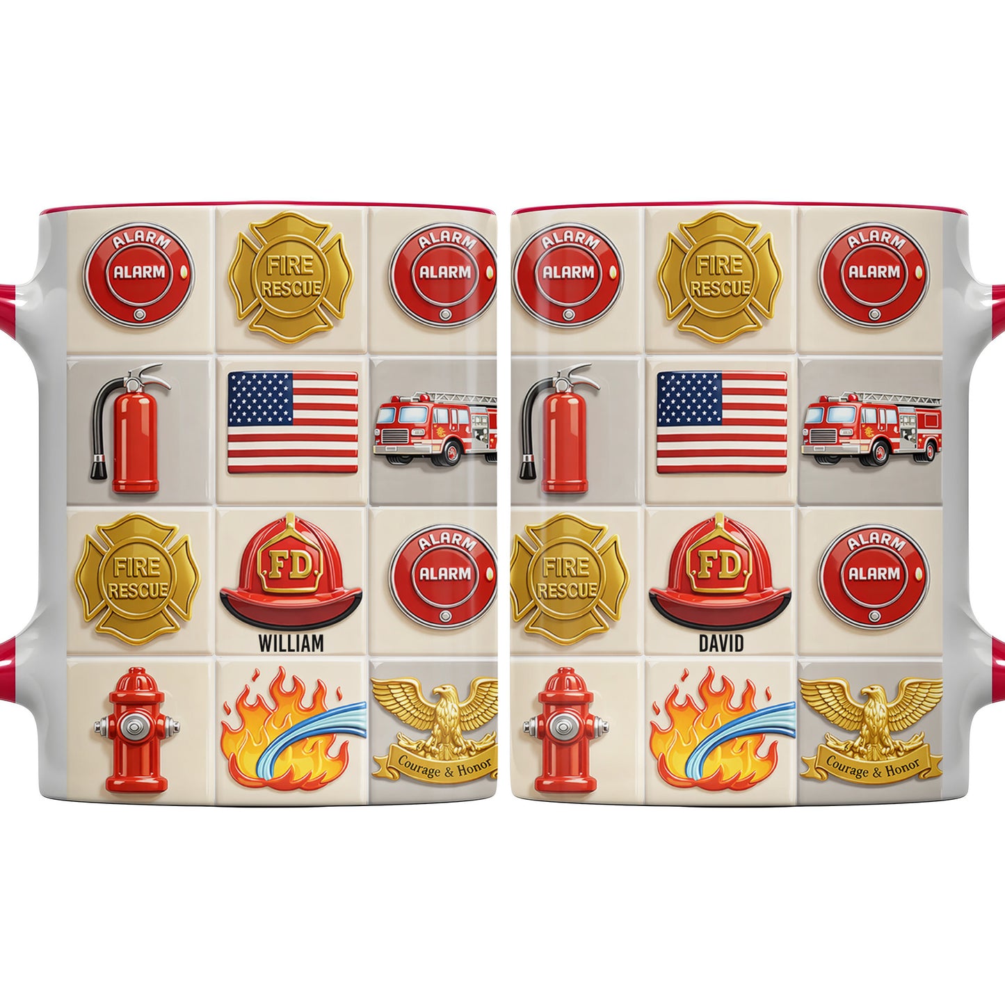 Celebrate Bravery With Firefighter Themed Mug - Personalized Custom Accent Mug - FIF025_AMUG