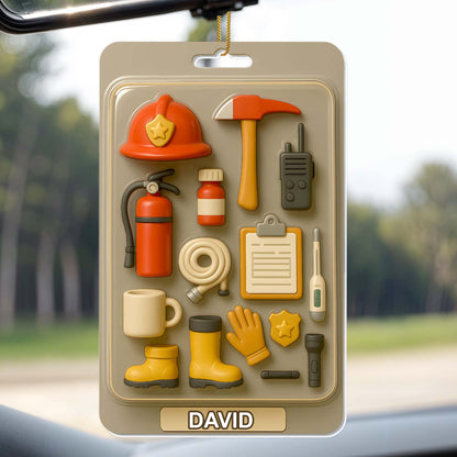 Customizable Firefighter Themed Ornament With Tools and Equipment