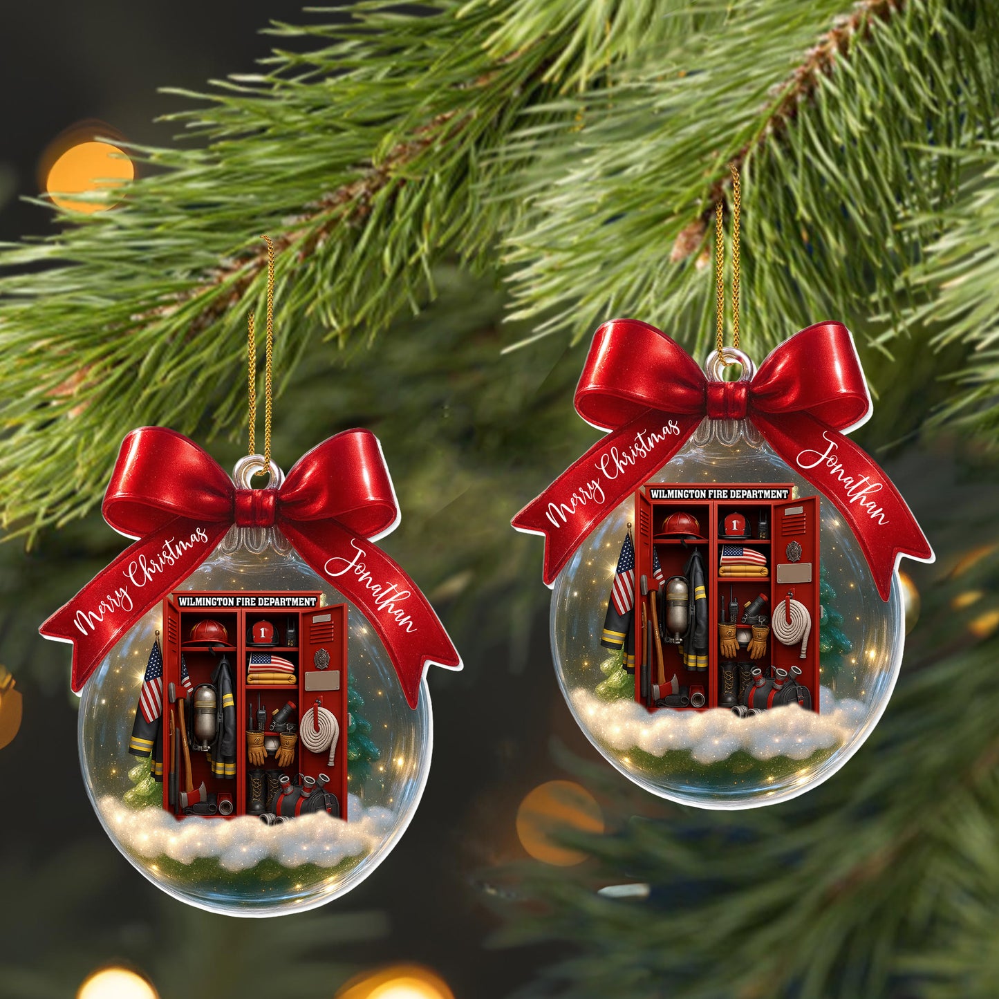 Merry Christmas Firefighting Equipment Ornament