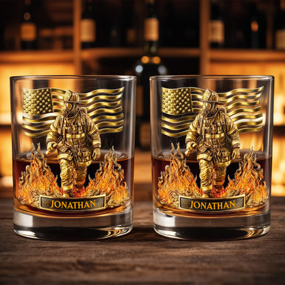 Celebrate Our Heroes, Brave Firefighter And American Flag