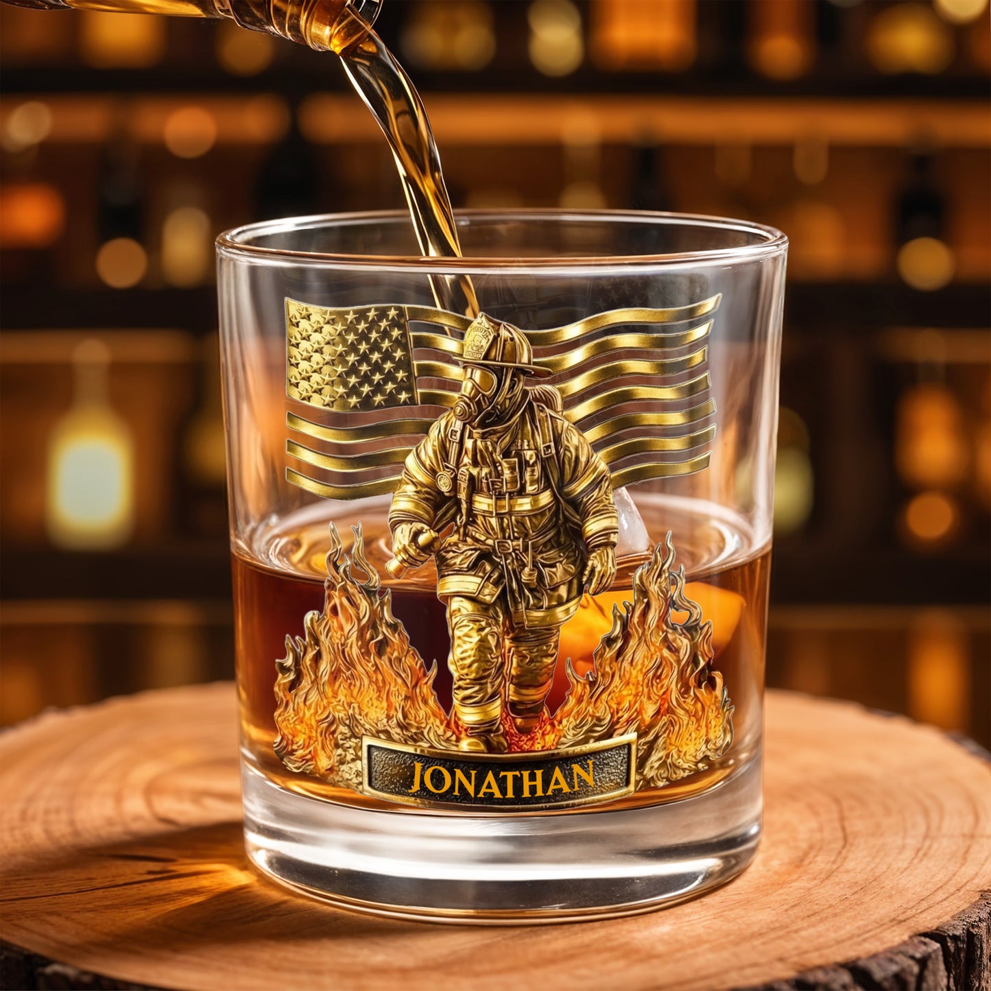 Celebrate Our Heroes, Brave Firefighter And American Flag