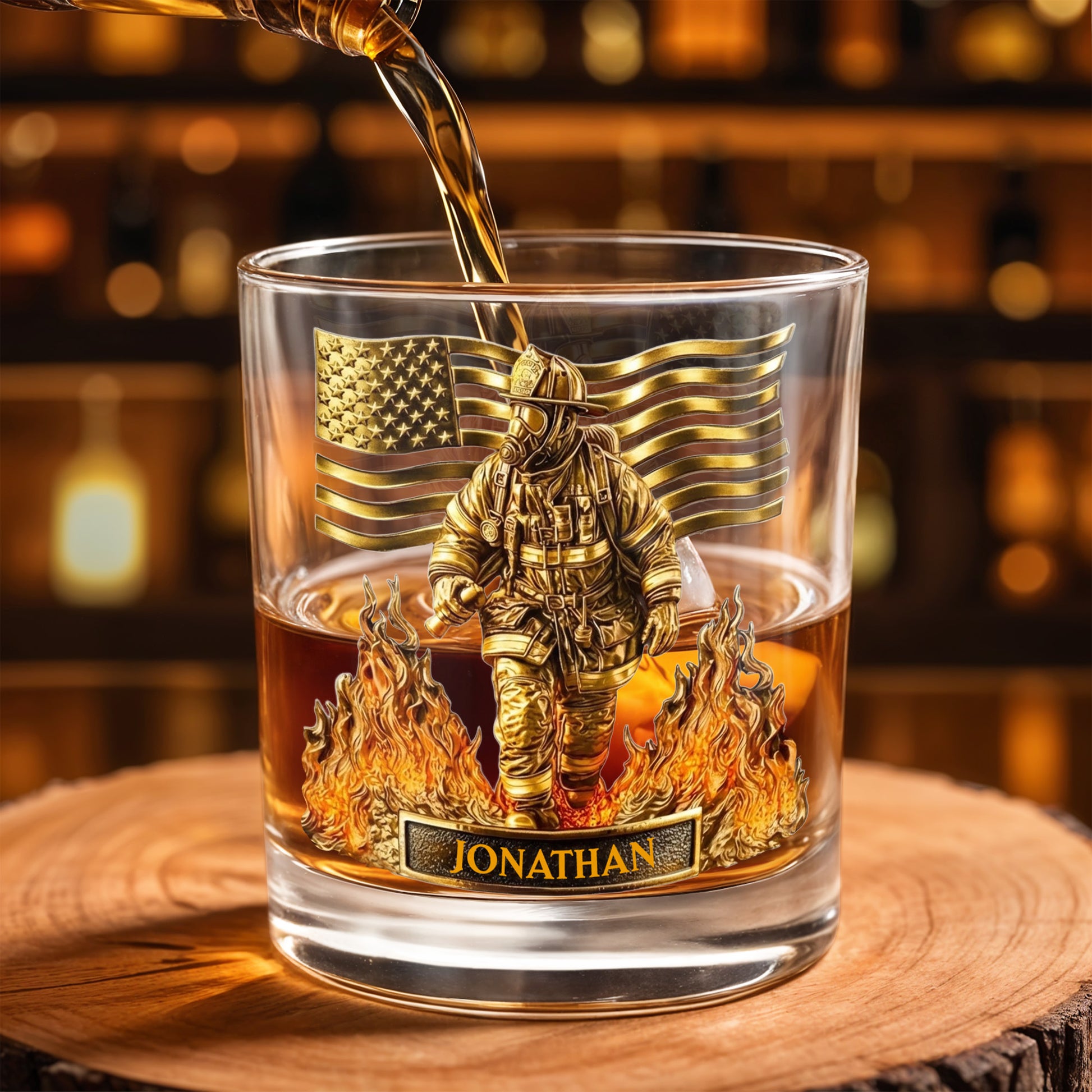 Celebrate Our Heroes, Brave Firefighter And American Flag