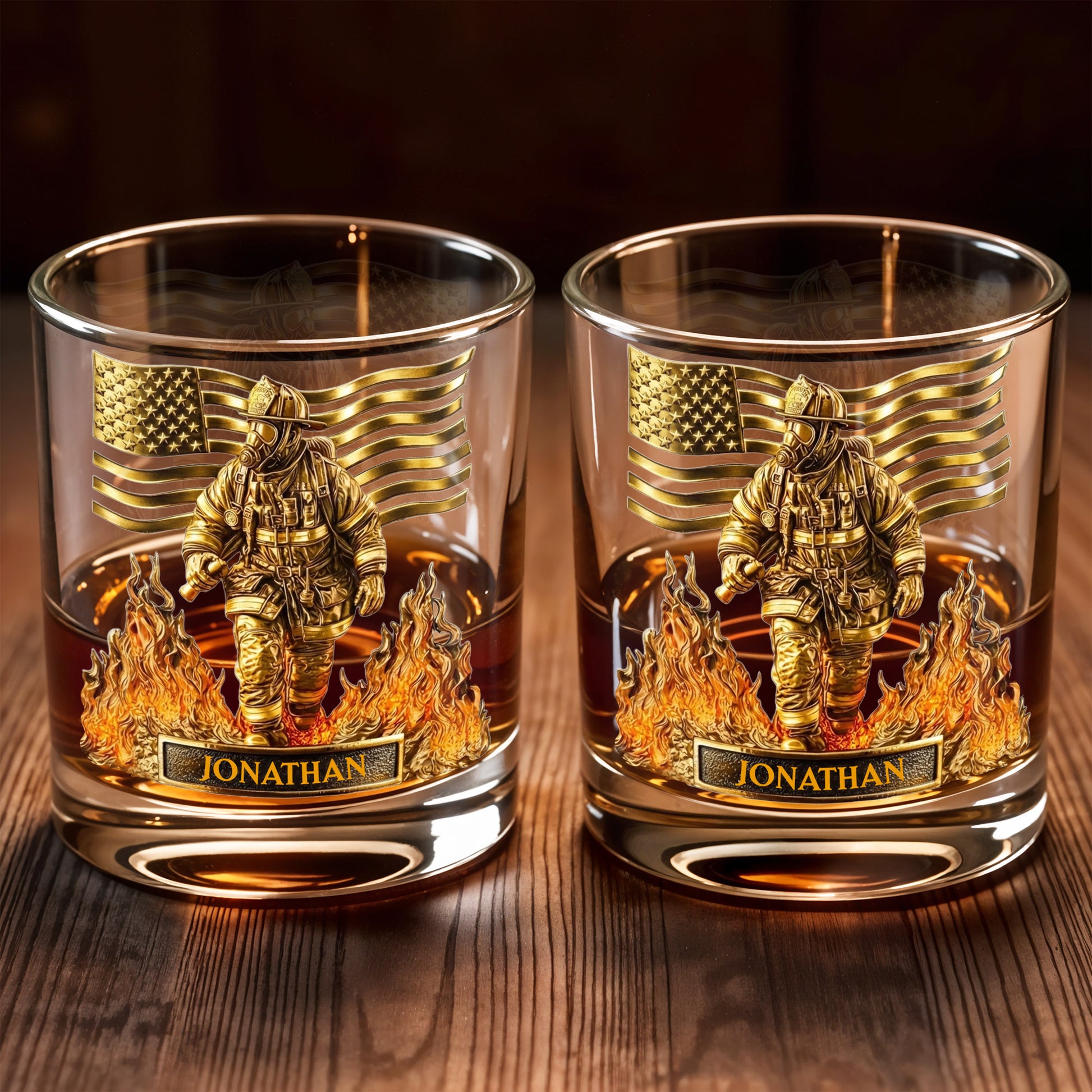 Celebrate Our Heroes, Brave Firefighter And American Flag