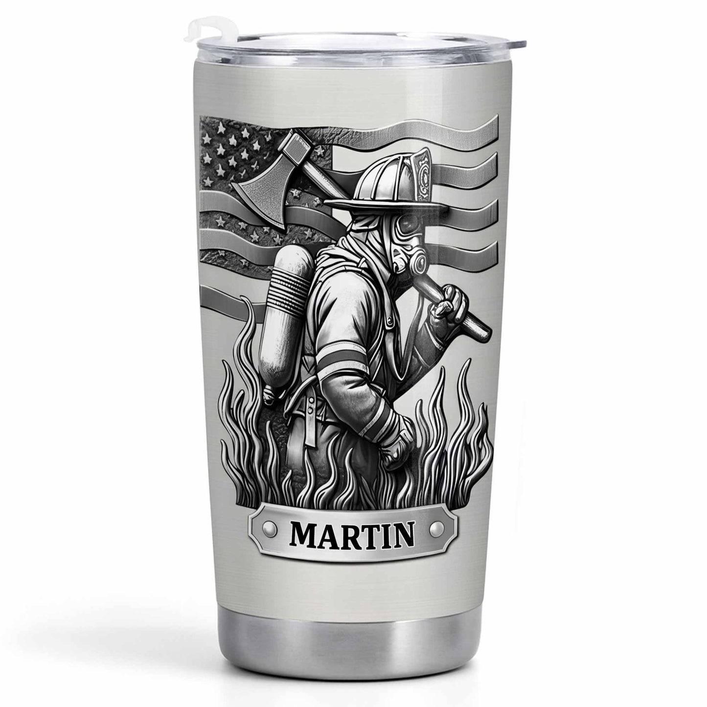 Honor Your Personal Hero, Firefighter American Flag Tumbler