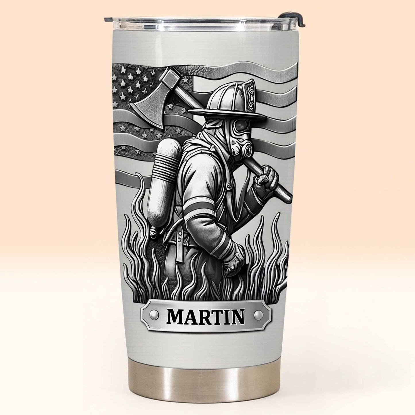 Honor Your Personal Hero, Firefighter American Flag Tumbler