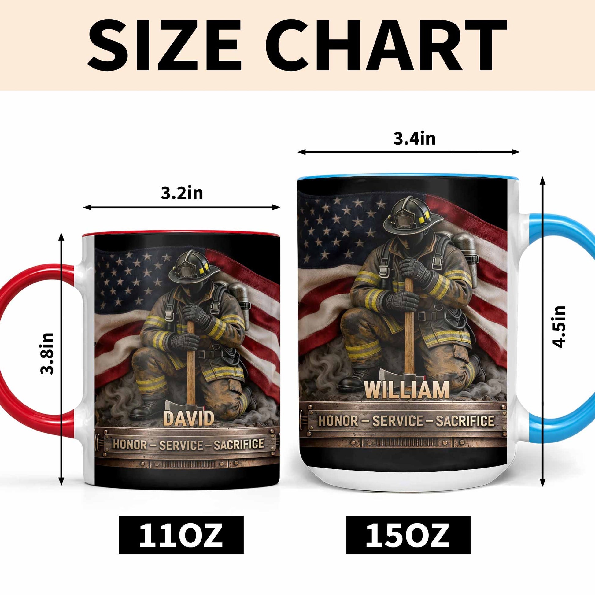 Honor Service Sacrifice Firefighter American Flag Design