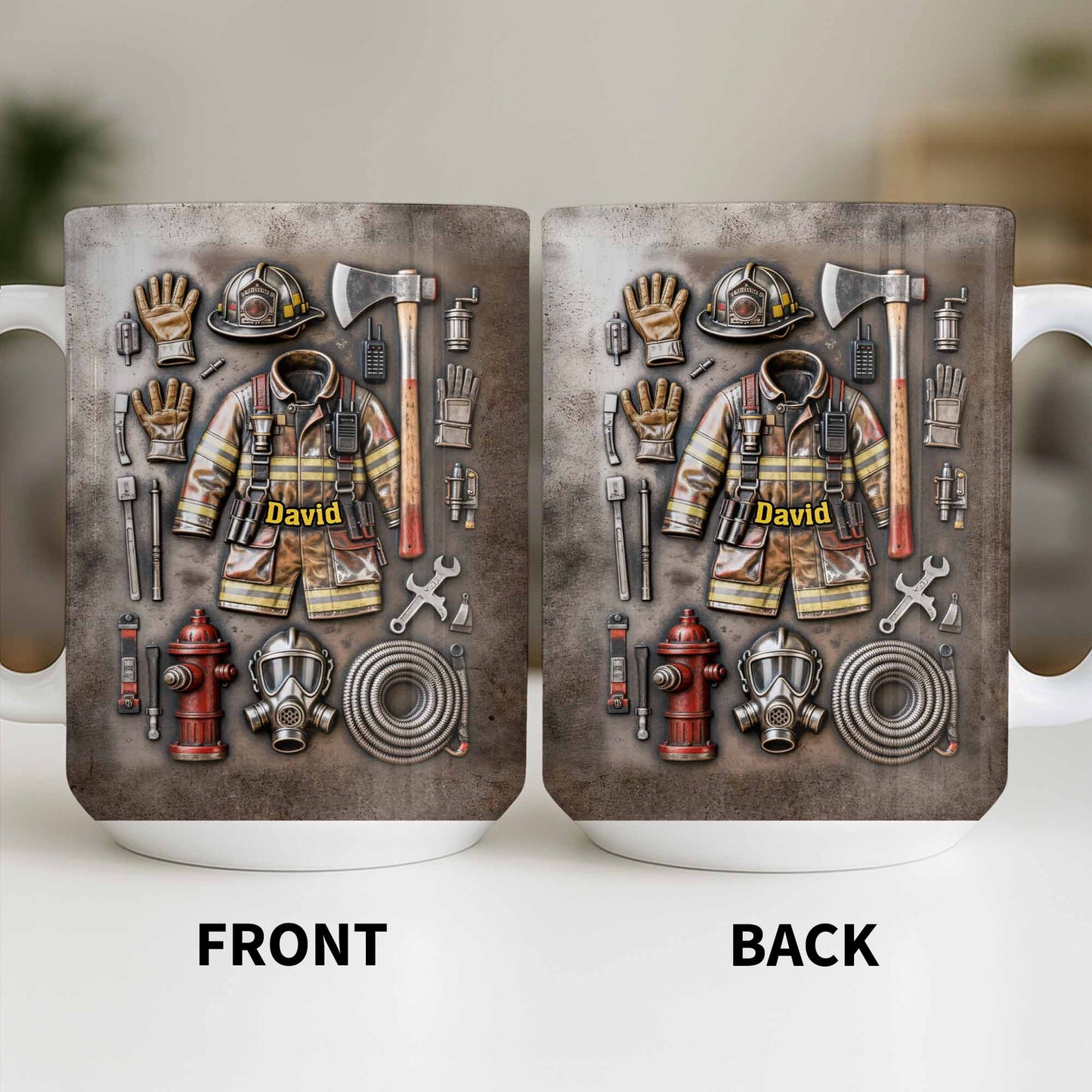 Customize This Mug With Your Firefighter's Name And Gear