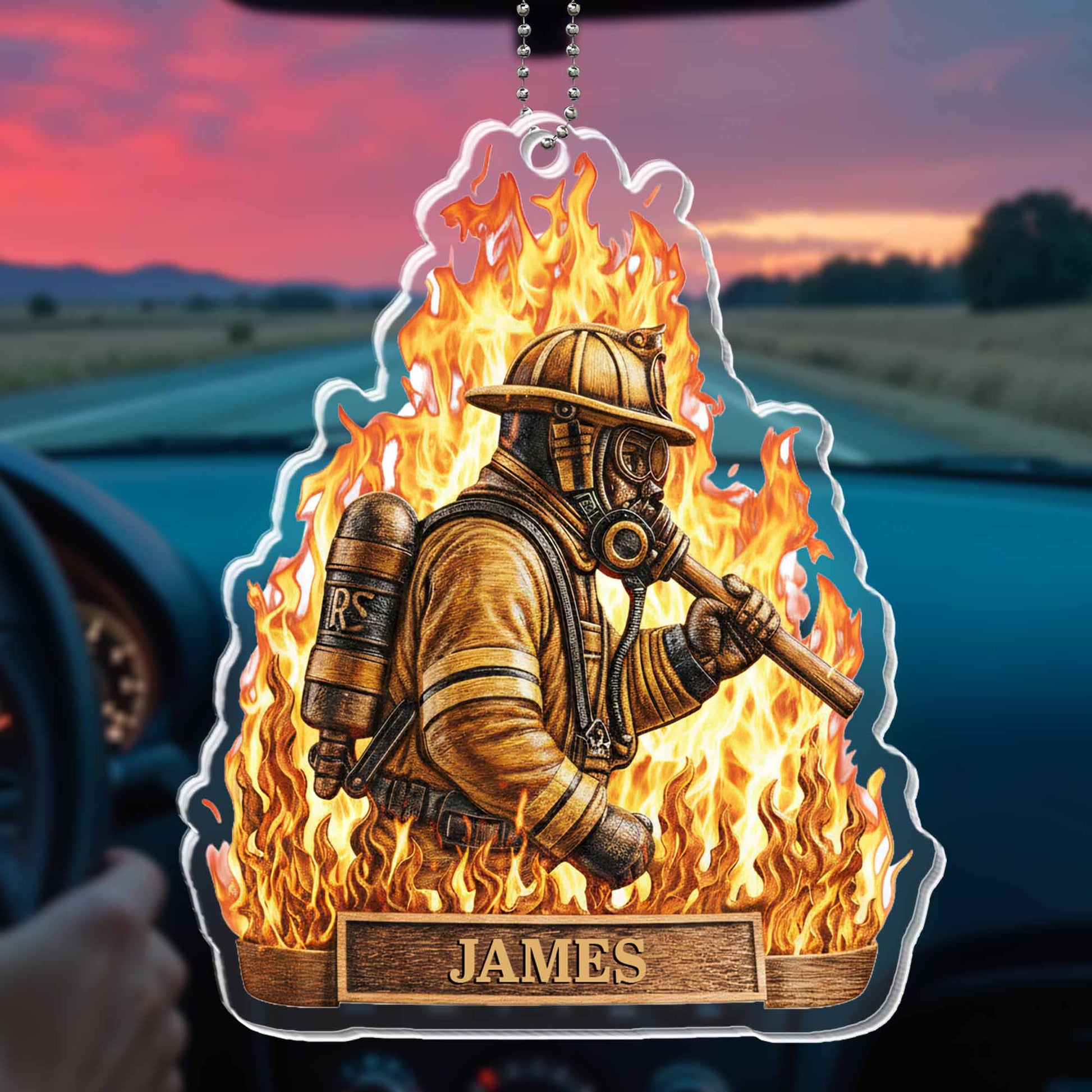 Celebrate Bravery Firefighter in Vibrant Flames