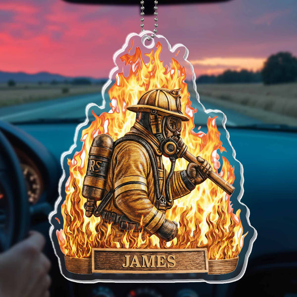 Celebrate Bravery Firefighter in Vibrant Flames