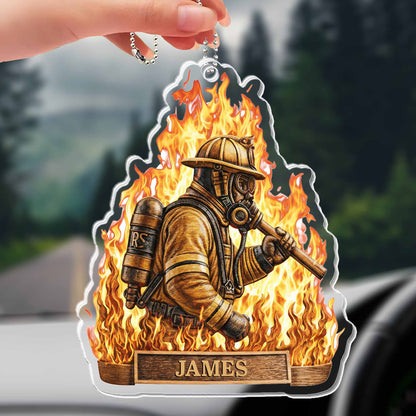 Celebrate Bravery Firefighter in Vibrant Flames