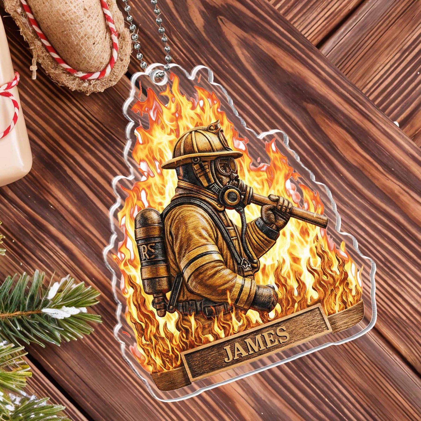 Celebrate Bravery Firefighter in Vibrant Flames