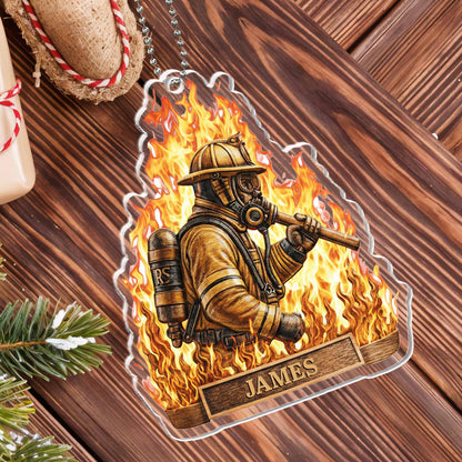 Celebrate Bravery Firefighter in Vibrant Flames