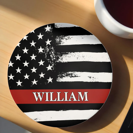Celebrate Pride With Customizable American Flag - Personalized Custom Ceramic Coaster - FIF052_ROCO