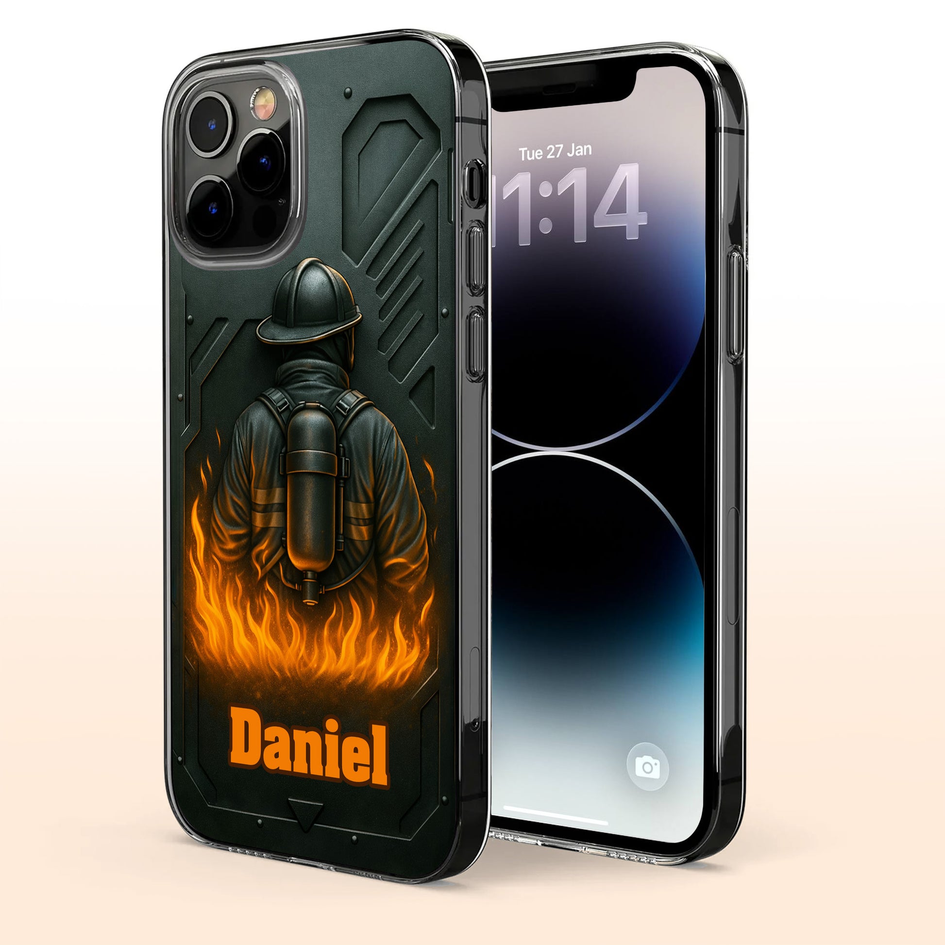 Brave Firefighter Walking Into Flames