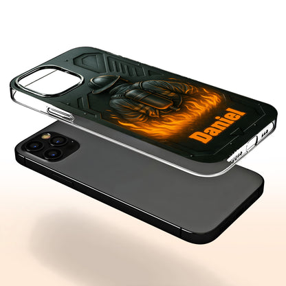 Brave Firefighter Walking Into Flames