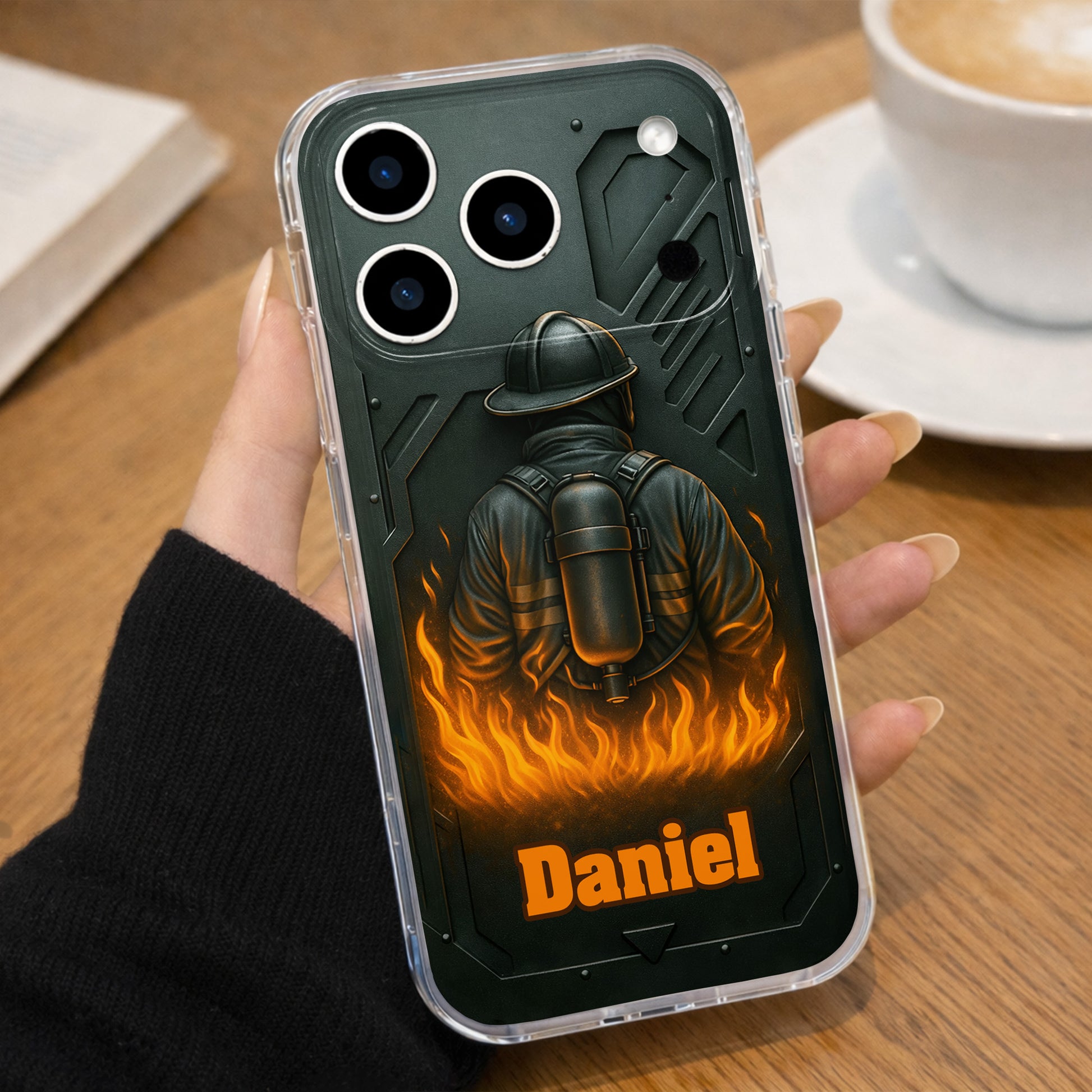 Brave Firefighter Walking Into Flames