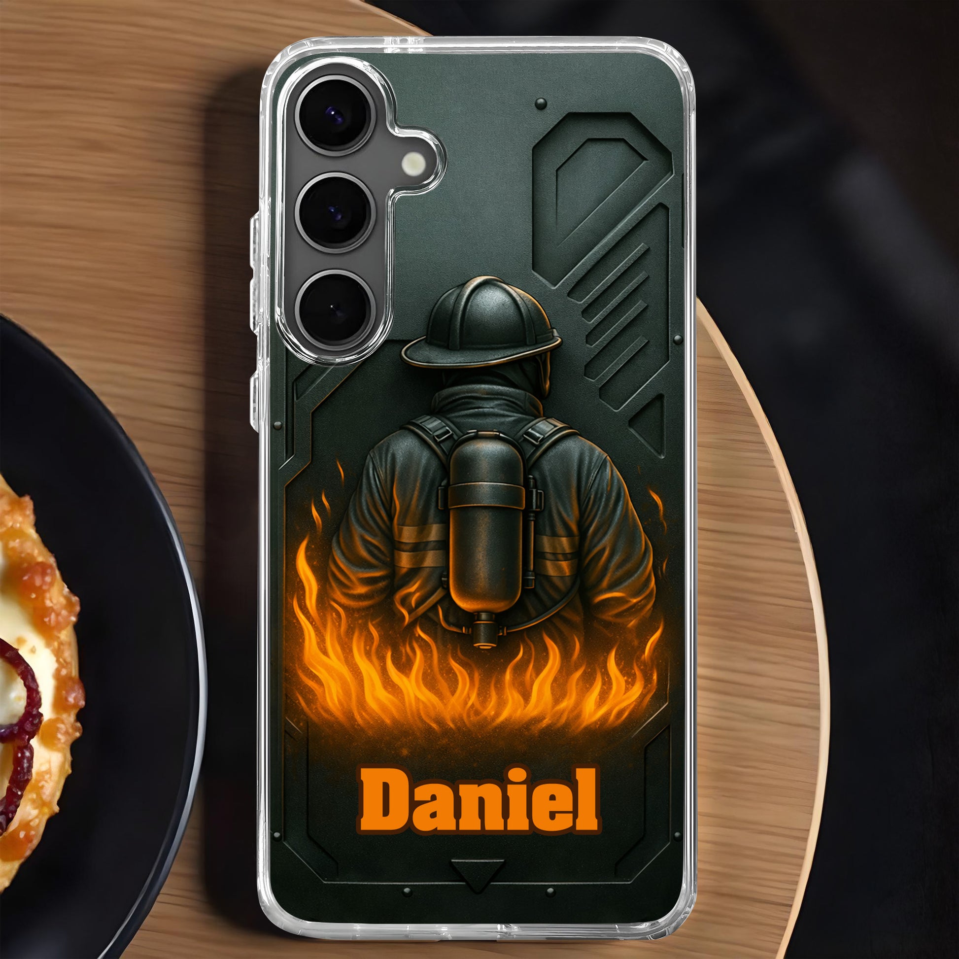 Brave Firefighter Walking Into Flames