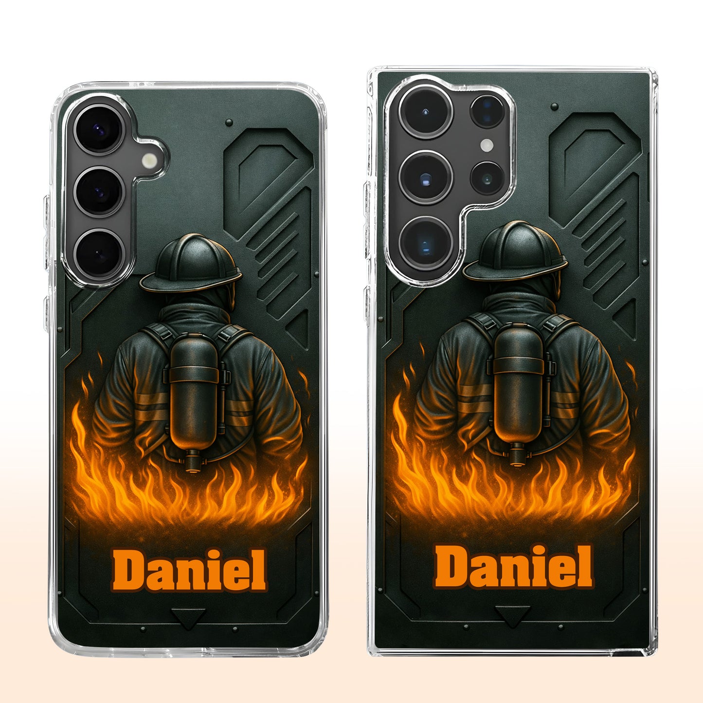 Brave Firefighter Walking Into Flames