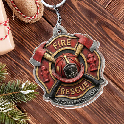 Fire Rescue Bravery Sacrifice Honor Keychain
