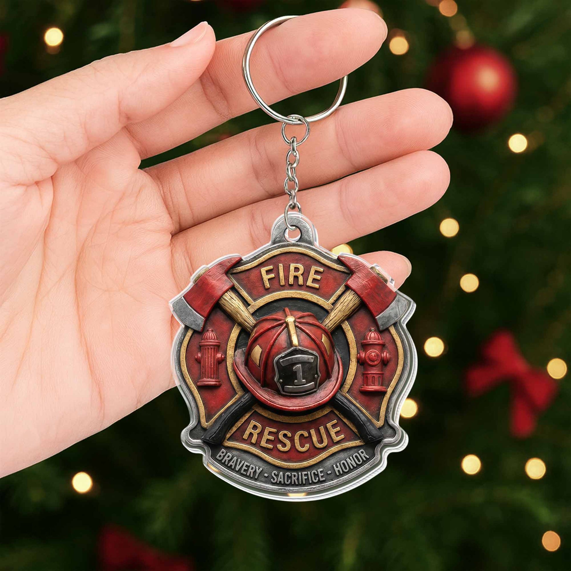 Fire Rescue Bravery Sacrifice Honor Keychain