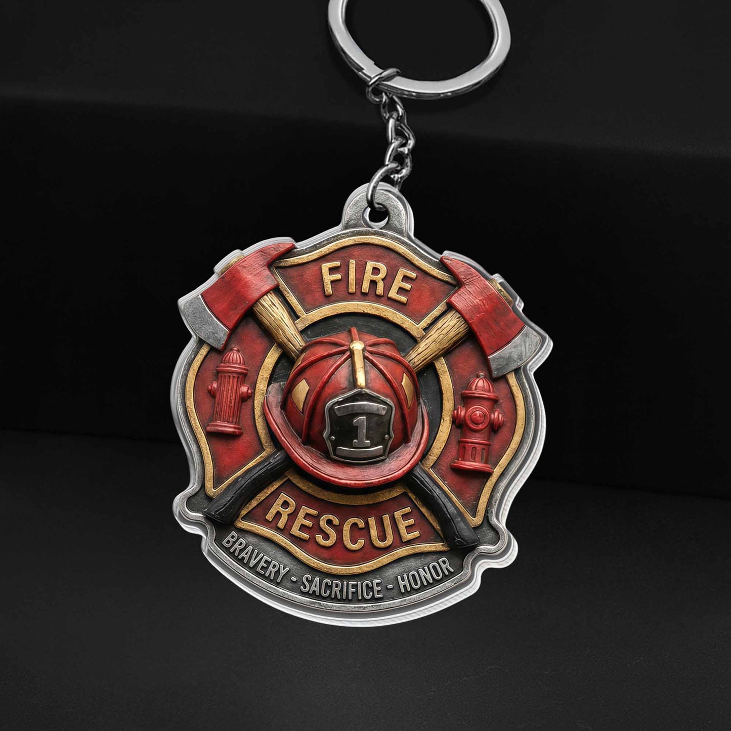 Fire Rescue Bravery Sacrifice Honor Keychain