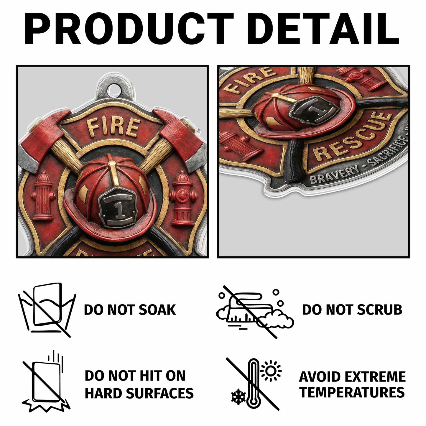 Fire Rescue Bravery Sacrifice Honor Keychain