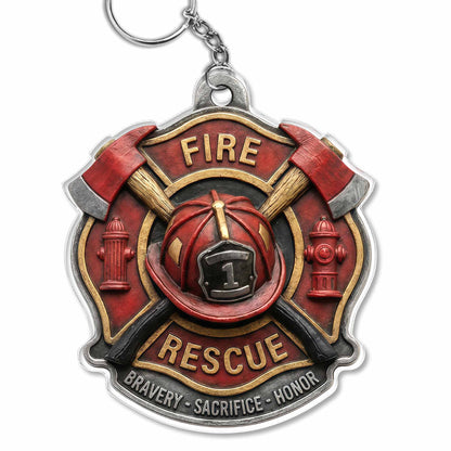 Fire Rescue Bravery Sacrifice Honor Keychain