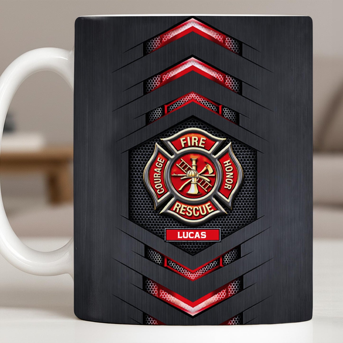 Fire Rescue Courage Honor With Firefighter Badge And Axe