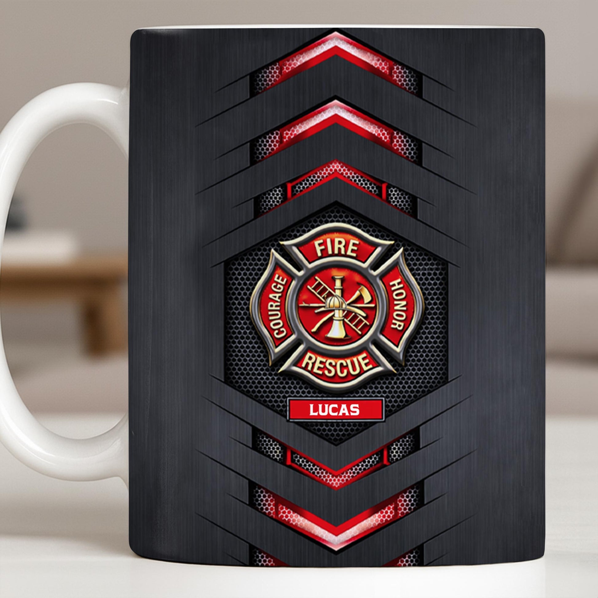Fire Rescue Courage Honor With Firefighter Badge And Axe
