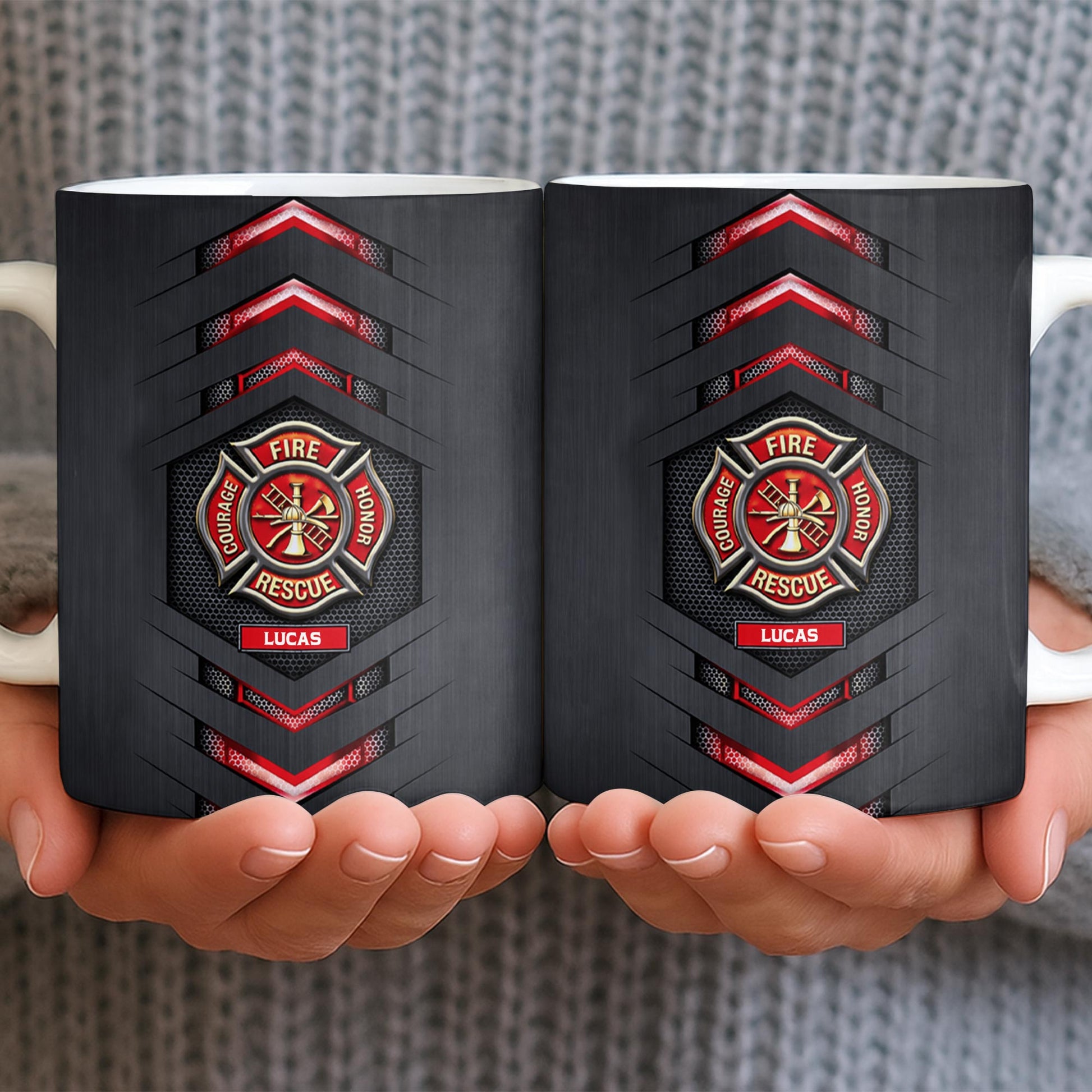 Fire Rescue Courage Honor With Firefighter Badge And Axe