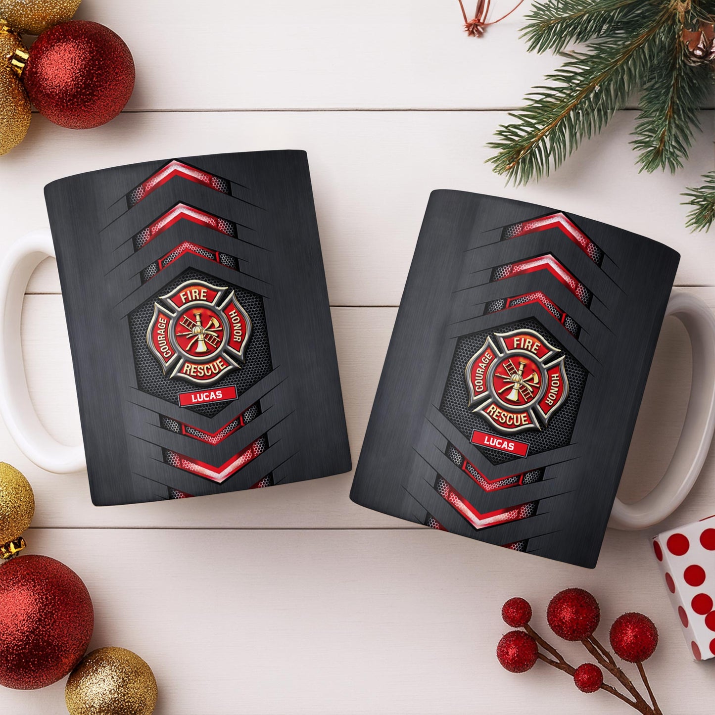 Fire Rescue Courage Honor With Firefighter Badge And Axe