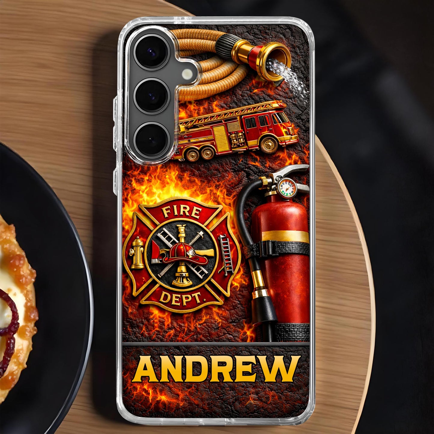 Fire Dept Firetruck and Badge - Personalized Clear Phone Case - FIF058_PHC