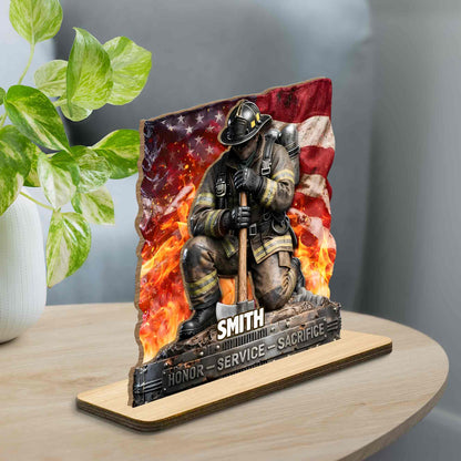 Honor Service Sacrifice Firefighter With American Flag And Axe