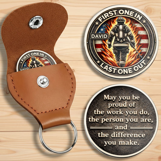 First One In Last One Out Firefighter And American Flag - Personalized Custom Pocket Hug - FIF079_HTOK