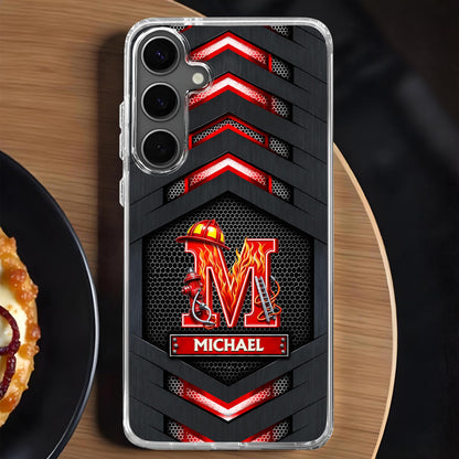 Firefighter Spirit Brave And Bold Custom Letter Helmet And Ladder - Personalized Clear Phone Case - FIF133_PHC